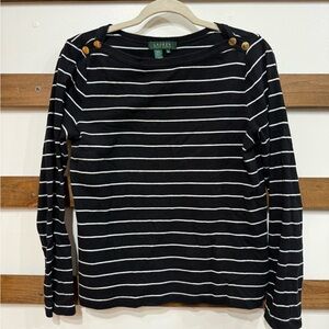 Ralph Lauren Black and White Striped Top